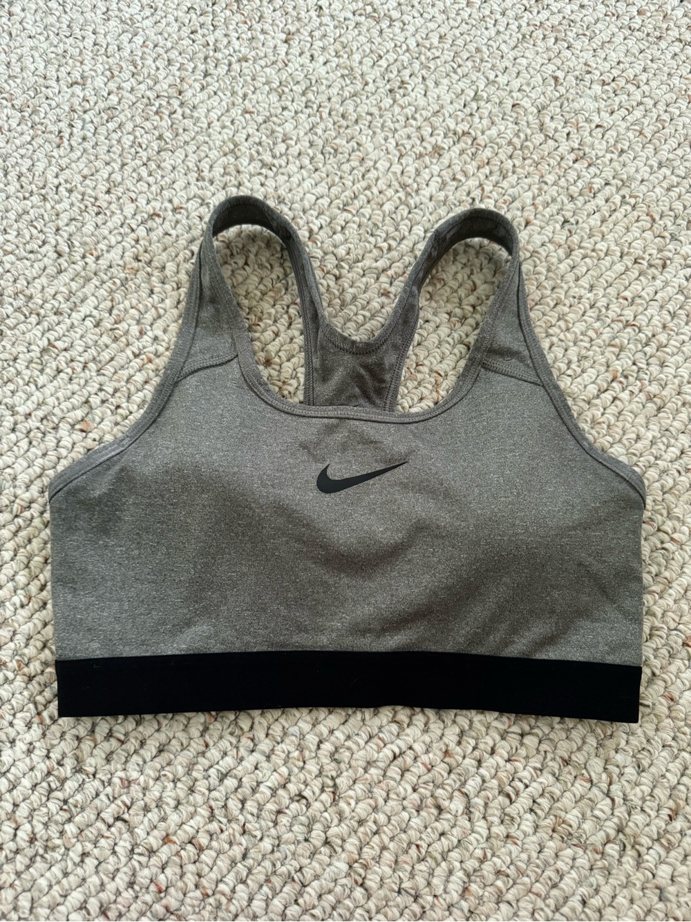 Nike Heather Gray Racerback Sports Bra with Black Band